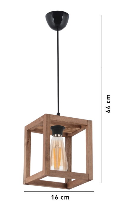 Opviq Cube Lámpara de Araña de Madera Marrón
